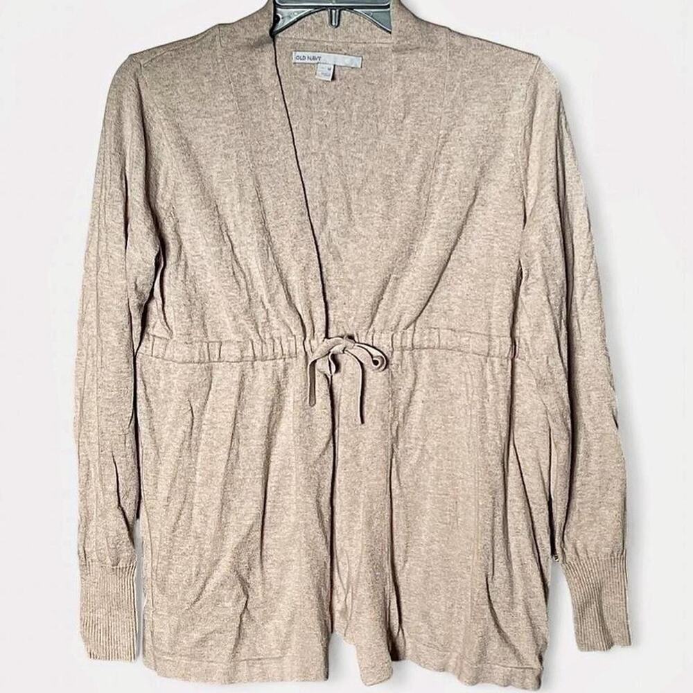 Old Navy Oatmeal Beige Drawstring Wrap Open Cardigan - Size M